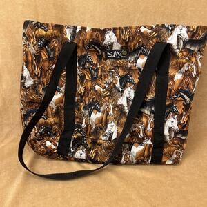 Sax Horse Bag Horse Print Larger Size Tote overnight gear